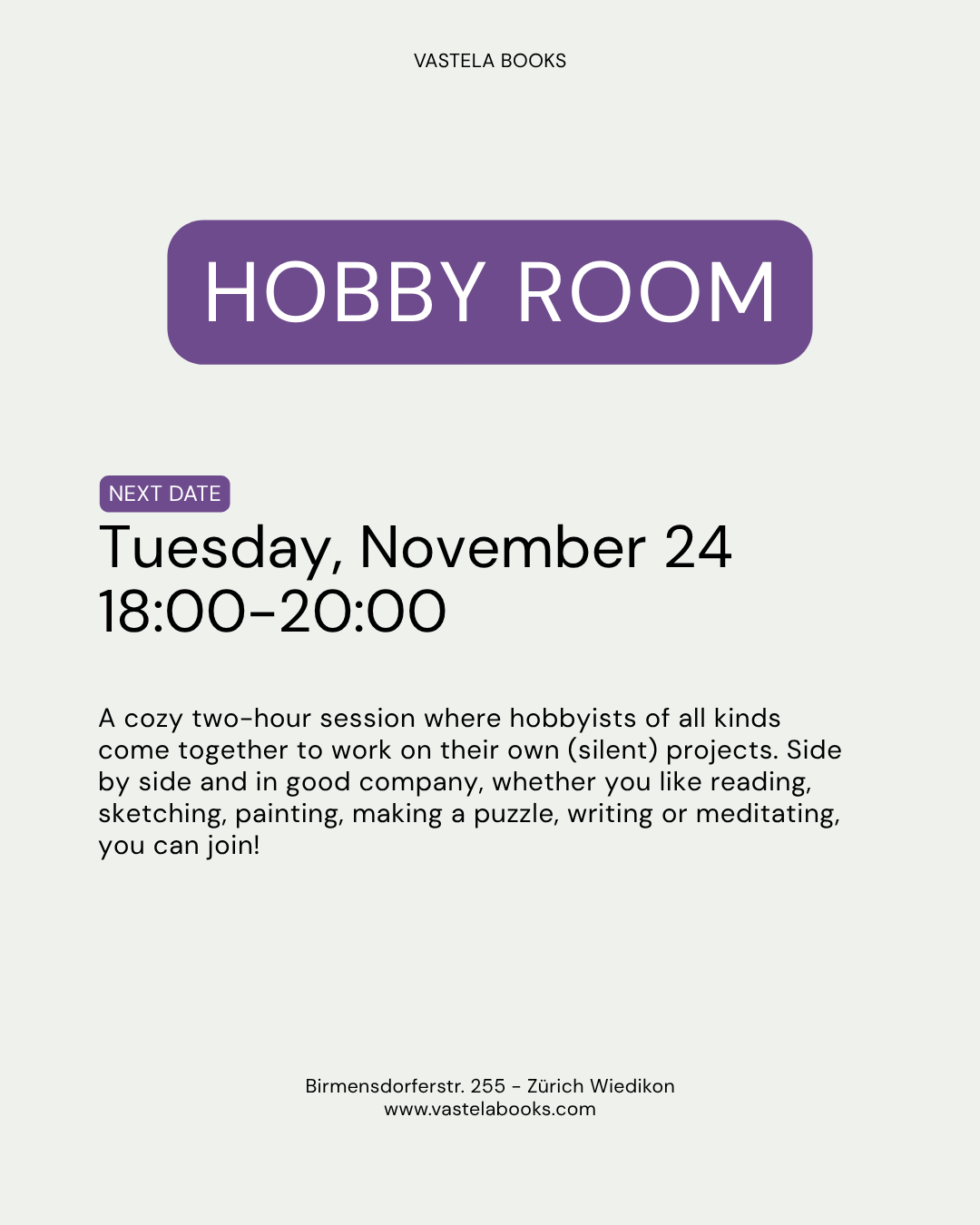 Vastela Hobby Room (November 24)