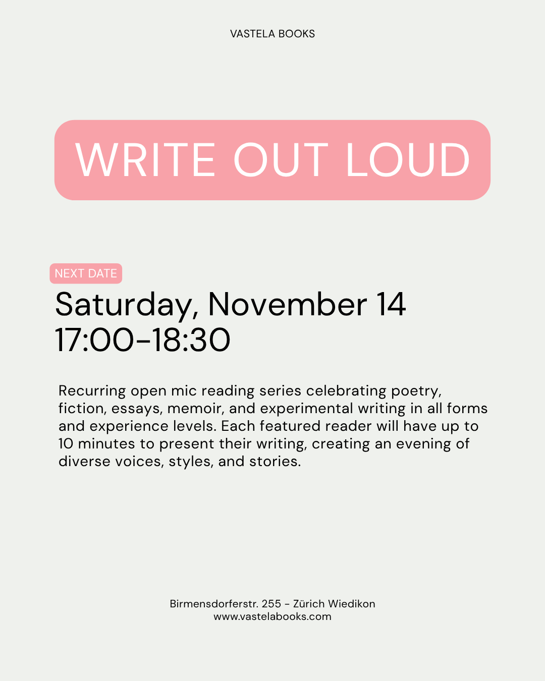 Write Out Loud (November 14)