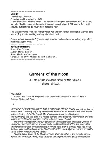 Steven Erikson - Gardens of the Moon (Malazan Book 1)