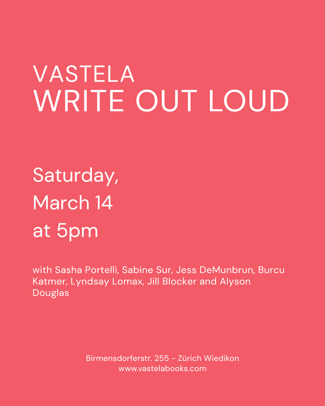 Write Out Loud (March 14)