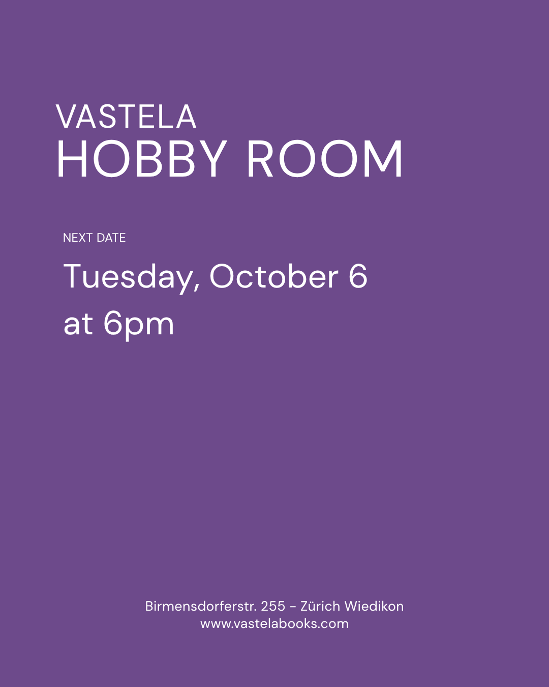 Vastela Hobby Room (October 6)