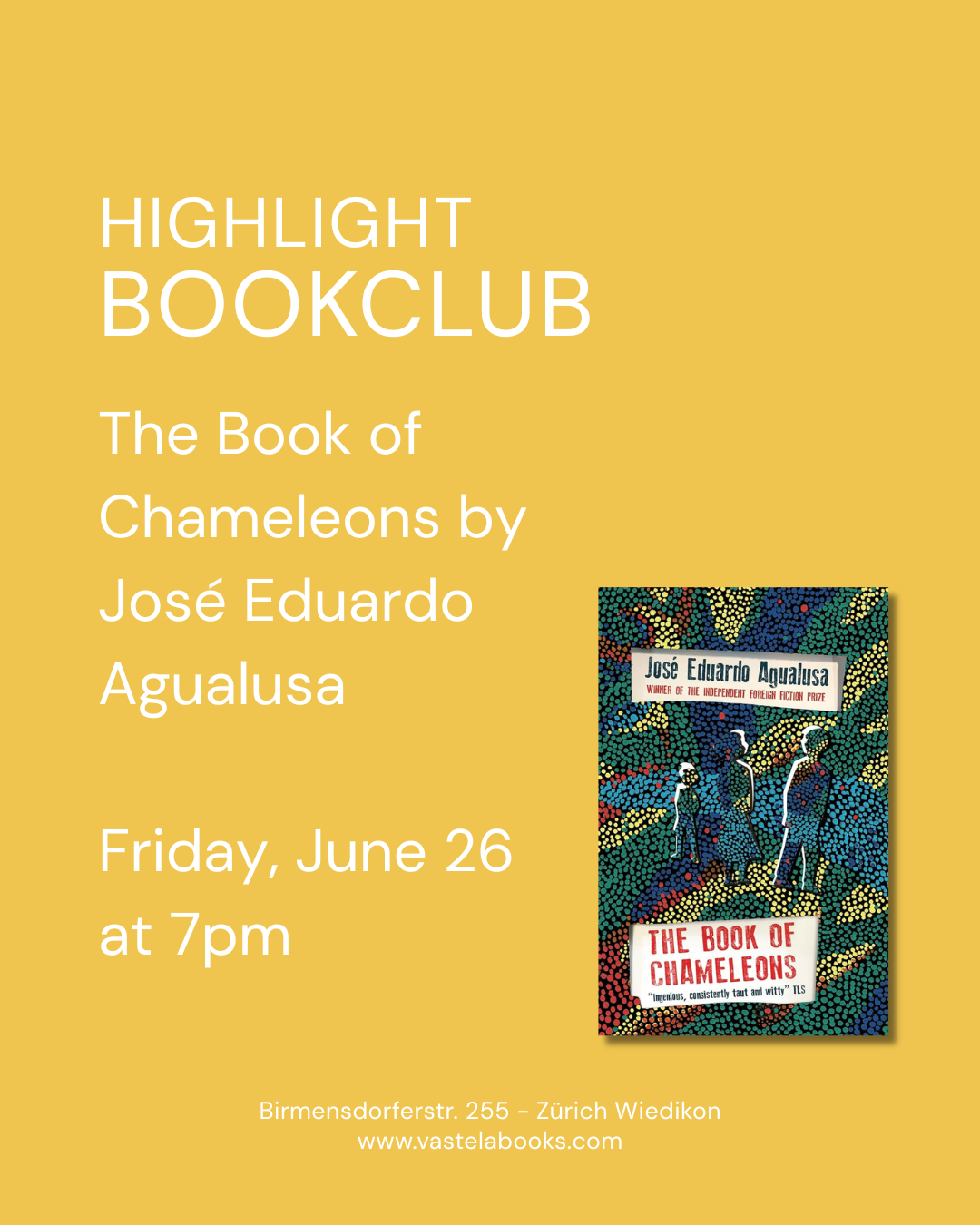 Highlight Bookclub - The Book of Chameleons by José Eduardo Agualusa